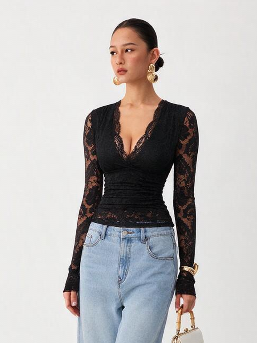 Sexy And Elegant Lace Waist-cinching V-neck Jumpsuits&Bodysuits