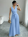 Commuting Suit Collar Pleated Pants Double-breasted Jumpsuits