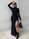 Backless Chain Long sleeve Black Maxi Dresses