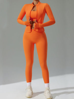 Tight Fit Yoga Sports Quick-drying Three-piece Gym Outfit