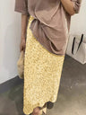 High-waisted, Slimming Sequined Midi Skirt With Elastic Waist, Back Slit, Straight Cut, Long Skirt