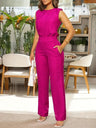Sleeveless Vest With Pockets And Buttons, Two-piece Trousers