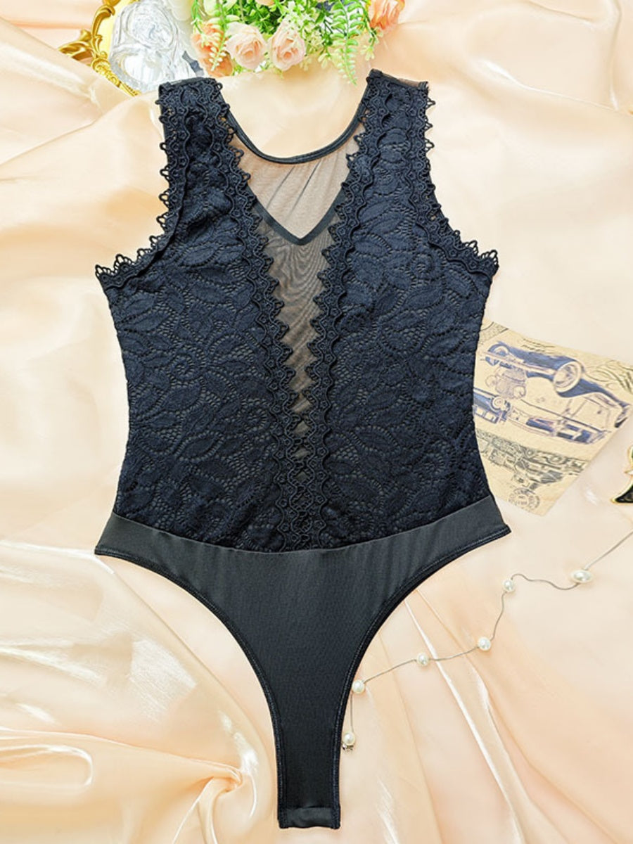 Lace Trim Hollow Bodysuits