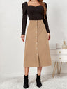 Corduroy Single-breasted High Waist Skirts