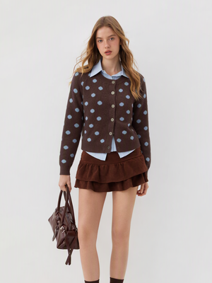 Long-sleeved Polka Dot Sweater Cardigan Cardigans