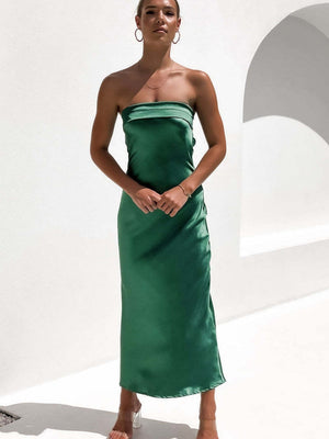 Liber Summer Women's Backless Solid Color Maxi Dresses