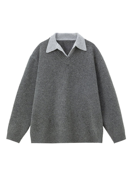 Liber Autumn Men's Fake two-piece lapel sweater