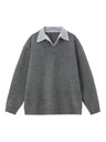 Liber Autumn Men's Fake two-piece lapel sweater