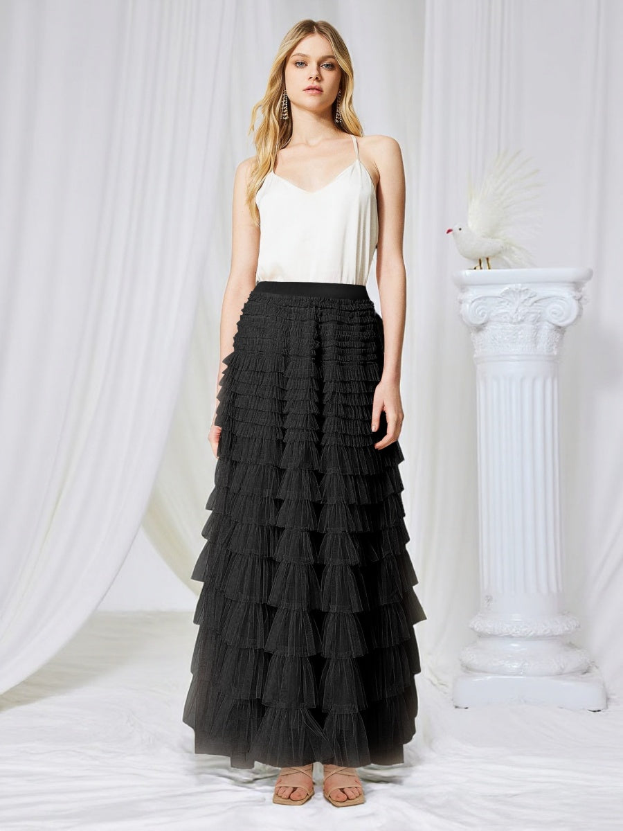 Jupe bouffante en résille taille haute