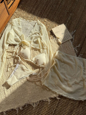 Beach Vacation Style Two-piece Swimsuit Four-piece Set