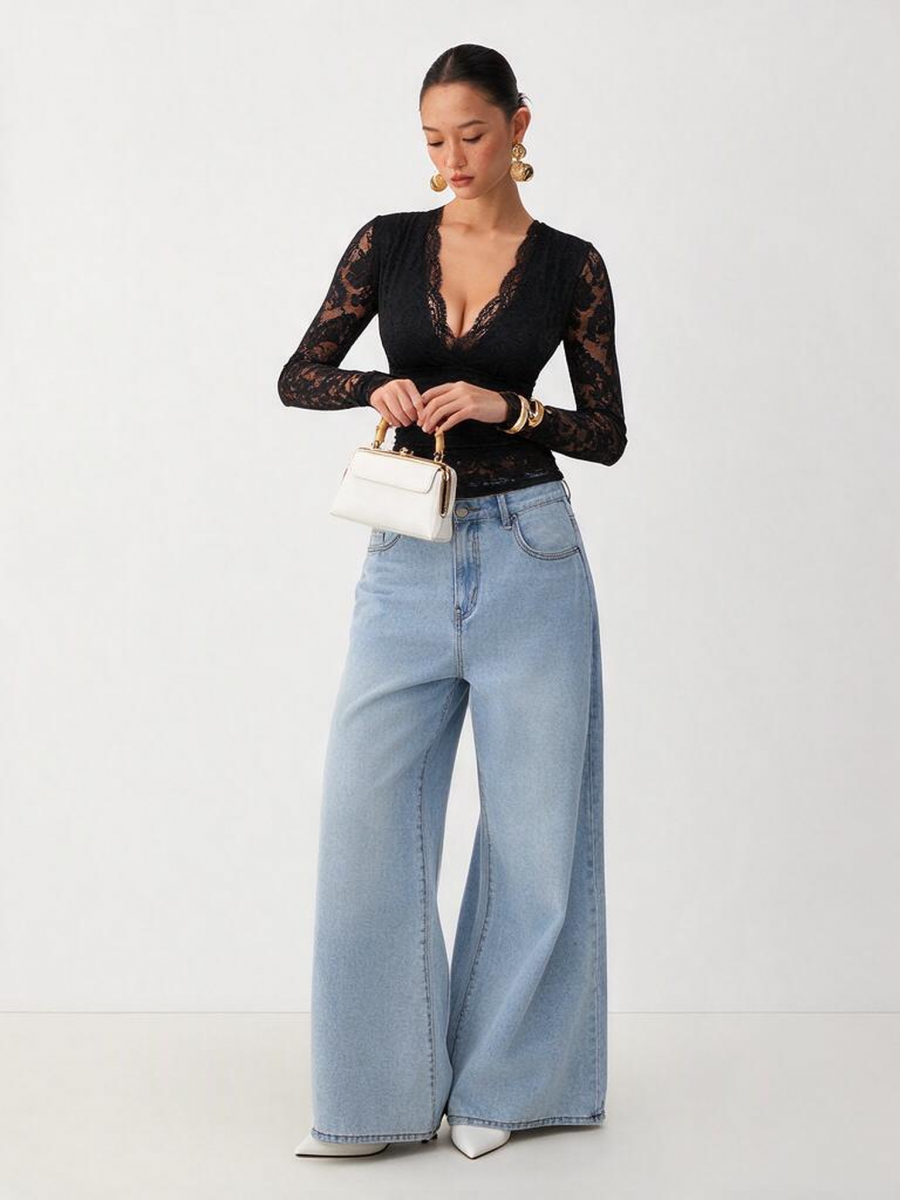 Sexy And Elegant Lace Waist-cinching V-neck Jumpsuits&Bodysuits
