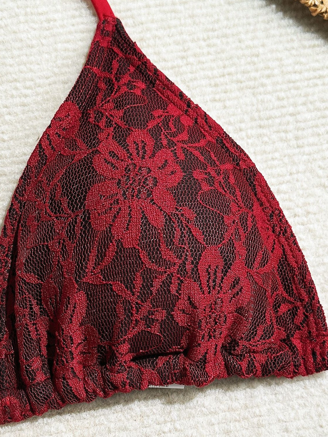 Lace Mesh Mini Skirt Swimsuit Bikini Three-Piece Set