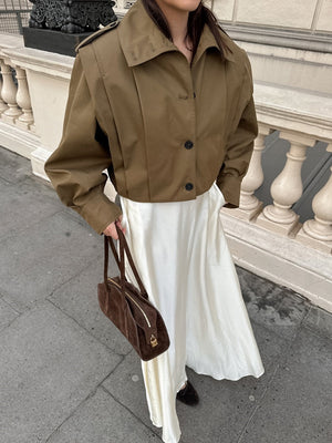 Liber Autumn Women's Buttons Solid Color Trench Coats