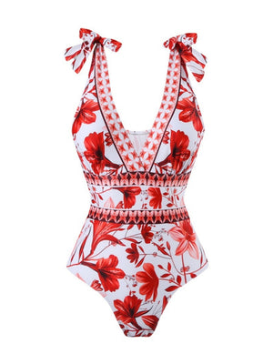 Blue And White Porcelain Print One-piece Slimming And Figure-flattering Long Swimsuit And Sun Protection Dress Two-piece Set