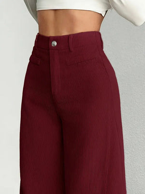 High Waist Loose Slimming Solid Color Wide Leg Pants