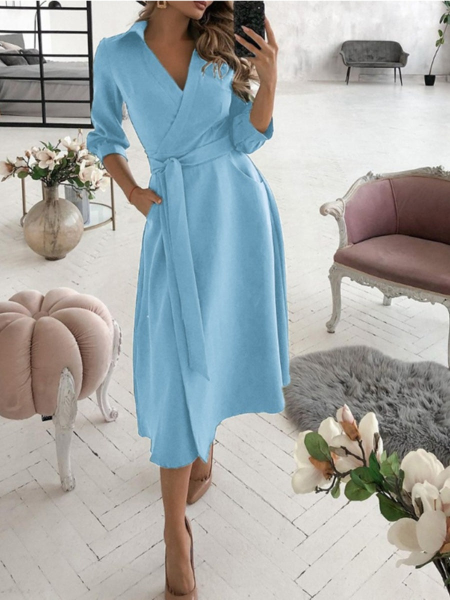 Lace Up Shirts Irregular Printed Maxi Dresses