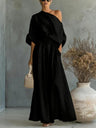Loose-fit Off-shoulder Jacket Wide-leg Pants Set 2-piece Sets