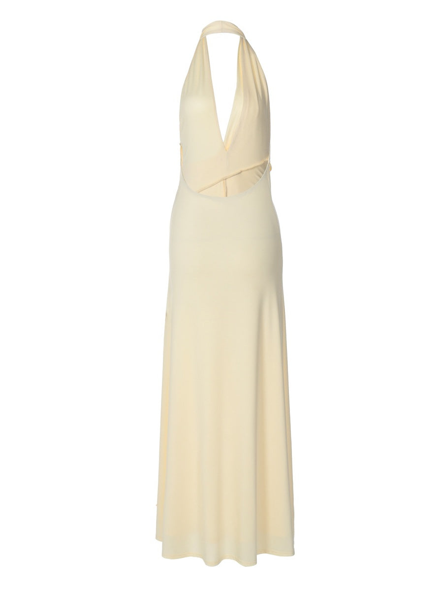 V-neck Halter Irregular Parties Maxi Dresses