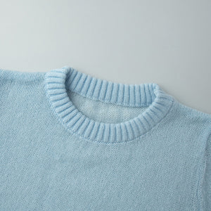 Mohair Crew Neck Pullover Sweater, Semi-sheer Base Layer Sweater