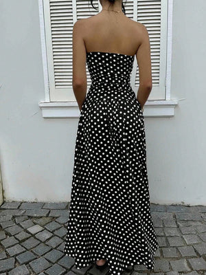 Off-shoulder Polka Dots A Grace Maxi Dresses