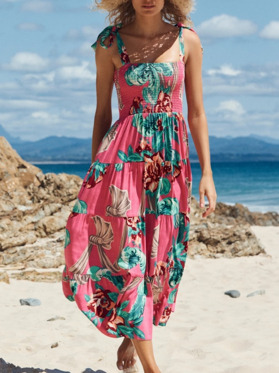 Sleeveless Flowers Printed Long Dress