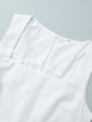Square Collar Cotton And Linen Camisoles Leisure Temperament Maxi Dresses