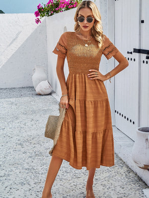 Hollow-out Lace Sleeves, Long Hollow-out Dress