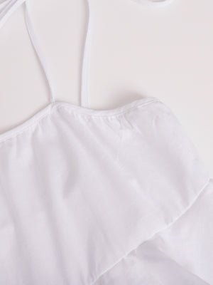 Pure Cotton Cake Skirt Backless Camisoles Beach Cover-up Mini&Short Dresses