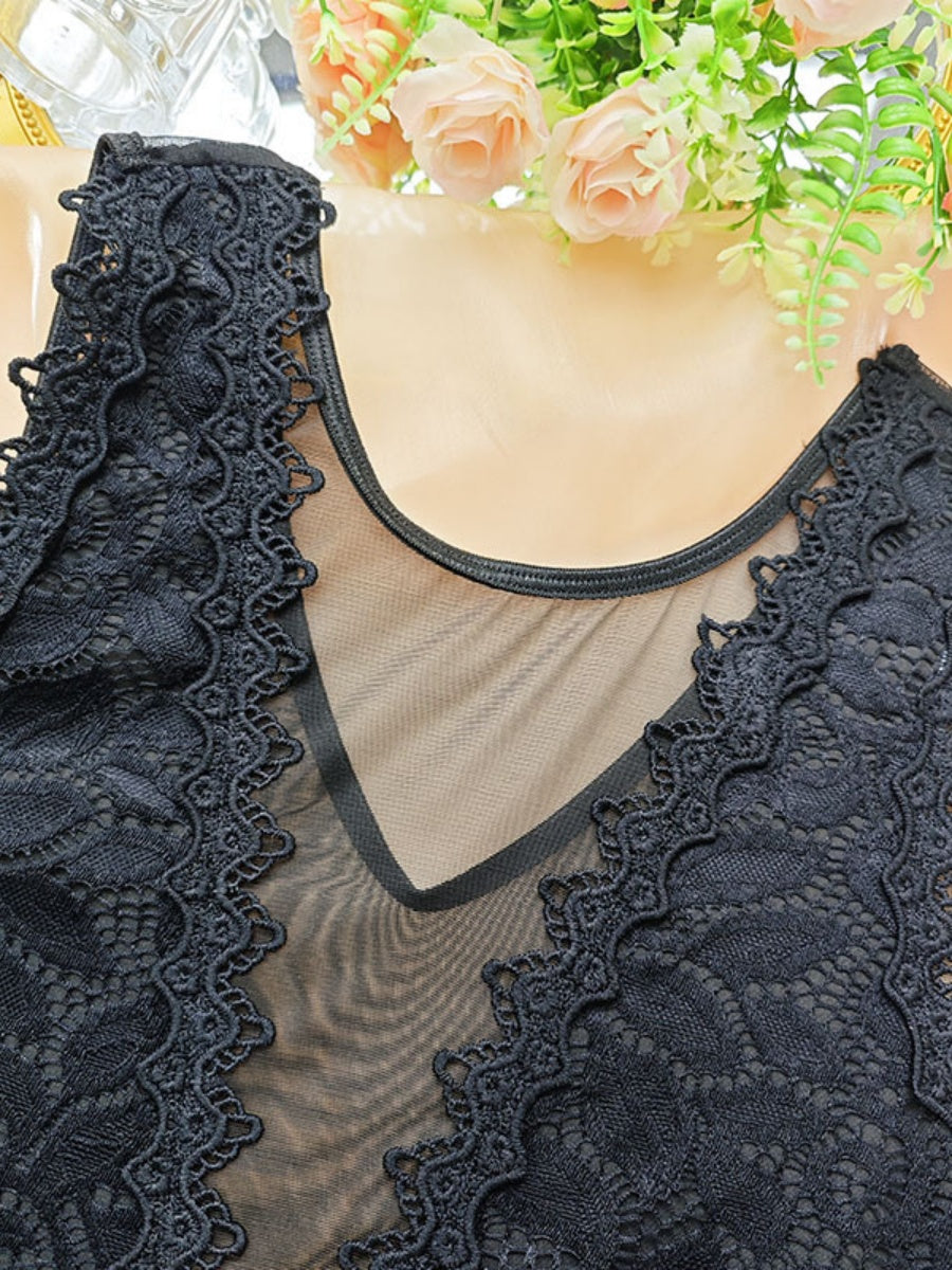 Lace Trim Hollow Bodysuits
