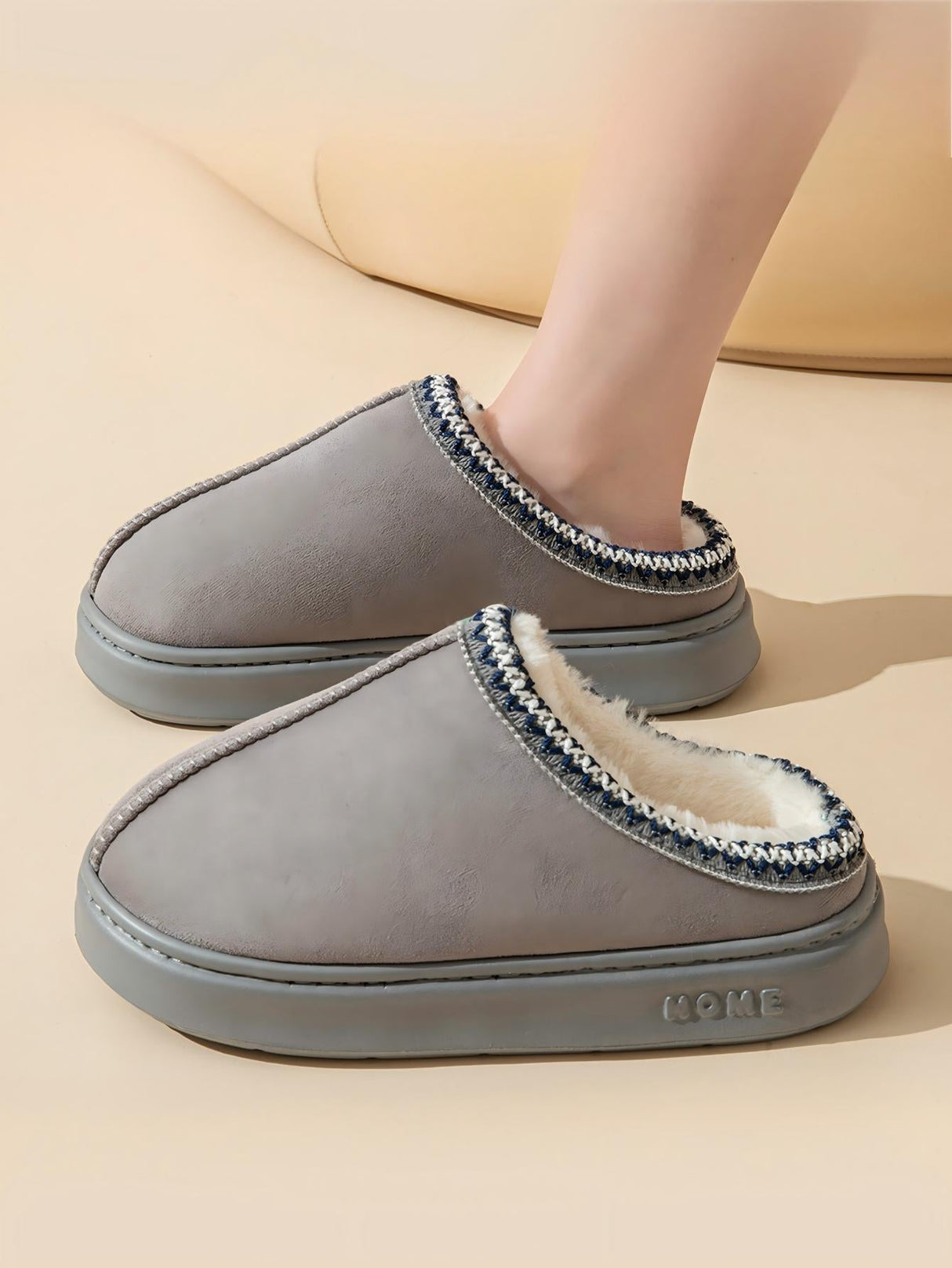 Solid Color Stitching Thick-soled Slippers