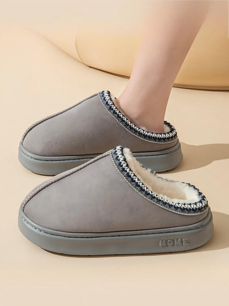 Solid Color Stitching Thick-soled Slippers