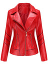PU Leather Contrasting Colors Short Jacket
