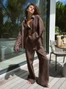 Loose-fitting Long-sleeved Shirt And Casual Trousers Two-piece Set