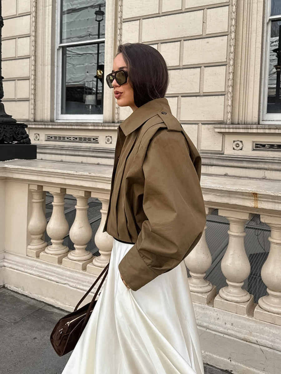 Liber Autumn Women's Buttons Solid Color Trench Coats