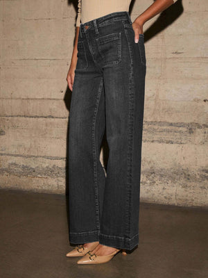 Slimming Wide Leg High Waist Straight Old Jeans