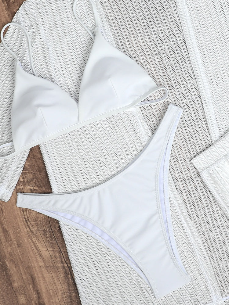 Beach Sun Protection Mesh Shirt, Shorts, Bikini Four-piece Set