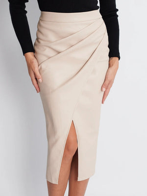 High Waist Zipper Pleats Hip Leather Skirts