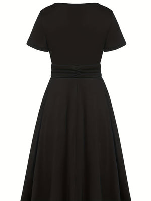 Grace Asymmetrical Knitting Large Skirt V-neck Midi Dresses