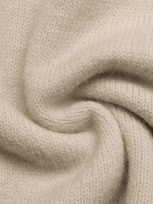 Knitted Round Neck Solid Color Rope Embroidered Flower Sweater