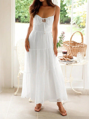 High-waisted Halter Dress With Bow Tie Detailing