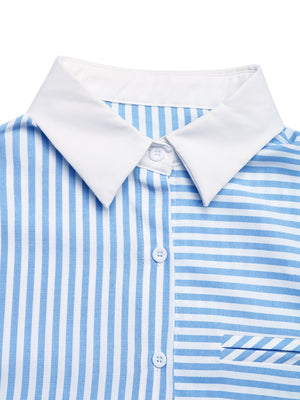 Striped Patchwork Cardigan Top Blouse&Shirts