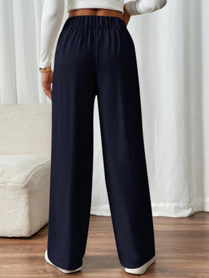 Casual High-waisted  Loose Straight leg Pocket Pants