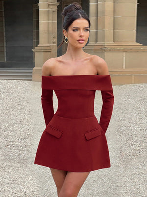 Liber Autumn Women's Off Shoulder Mini&Short Dresses