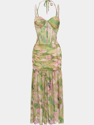 Camisoles Mesh Floral Resort Style Maxi Dresses
