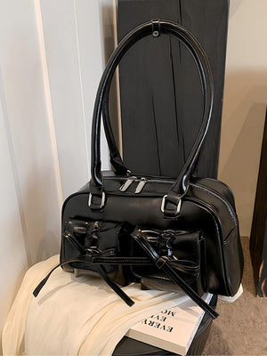 Bow-knot Horizontal Square Zipper Handbag