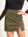 Suede Hip High Waist Zipper Short Skirt