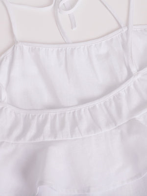 Pure Cotton Cake Skirt Backless Camisoles Beach Cover-up Mini&Short Dresses