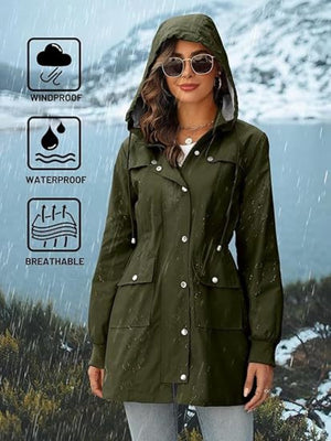 Mid-length Lightweight Raincoat Water Proof Mountain Climbing Outdoor Windproof Detachable Hood Trench Coats