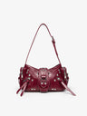 Stylish Leopard Print Edgy Biker Studded Shoulder Bag