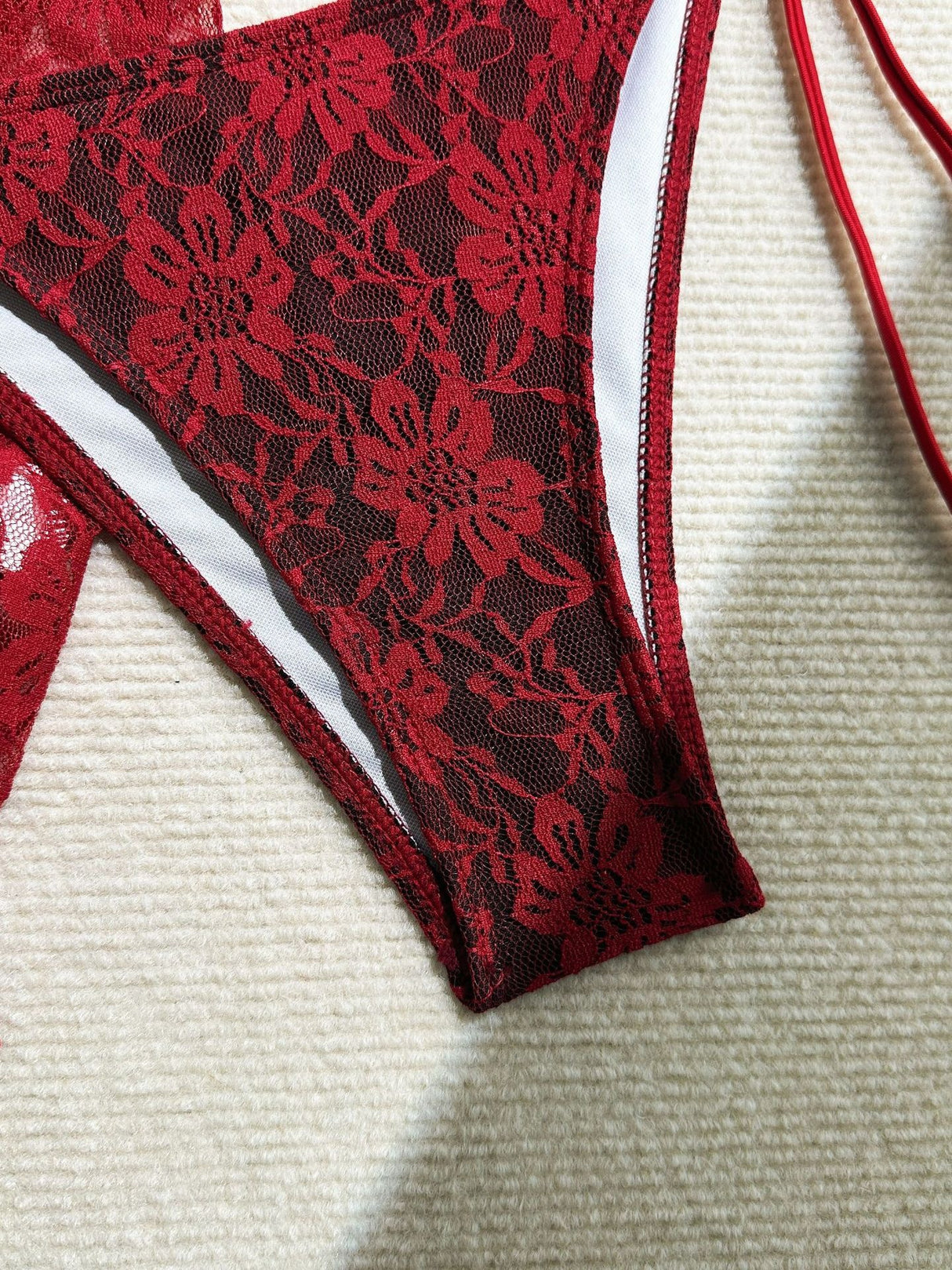 Lace Mesh Mini Skirt Swimsuit Bikini Three-Piece Set